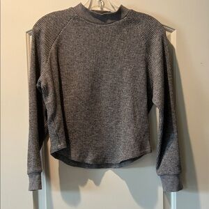 Madewell Gray Waffle Knit Long Sleeve Top